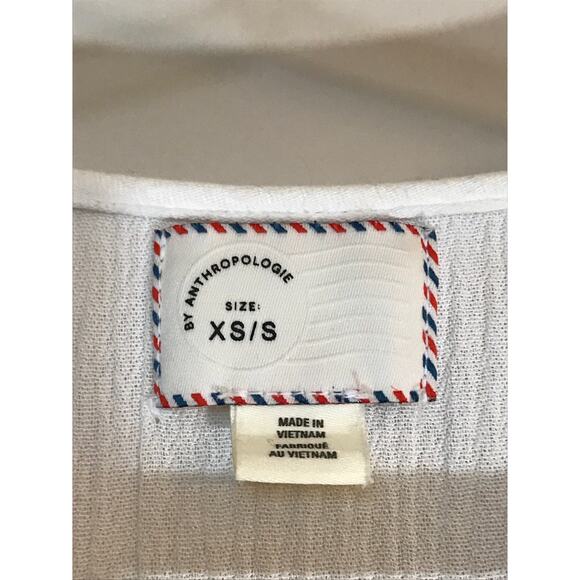 Postmark Anthropologie Bilson Embroidered Caftan XS White Pom Pom - Picture 6 of 11